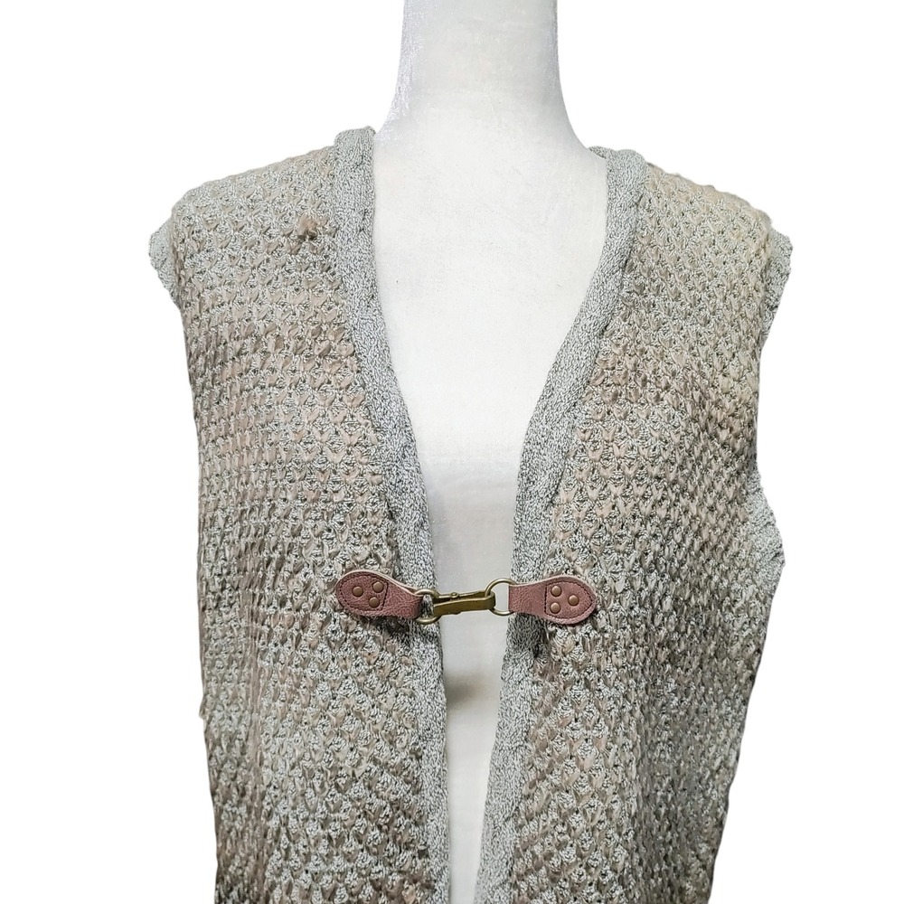 NEW Simply Noelle Knit Vest Long Open Women's Cardigan NWT Cream Ombre Size L XL - Picture 5 of 12